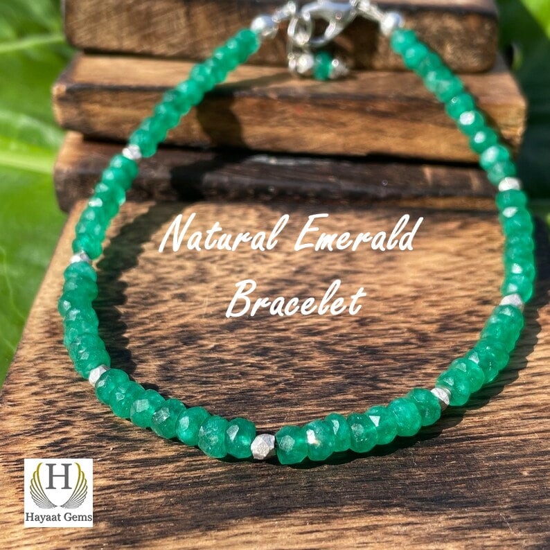 Gift of Nature's Beauty: Genuine Zambian Emerald Bracelet