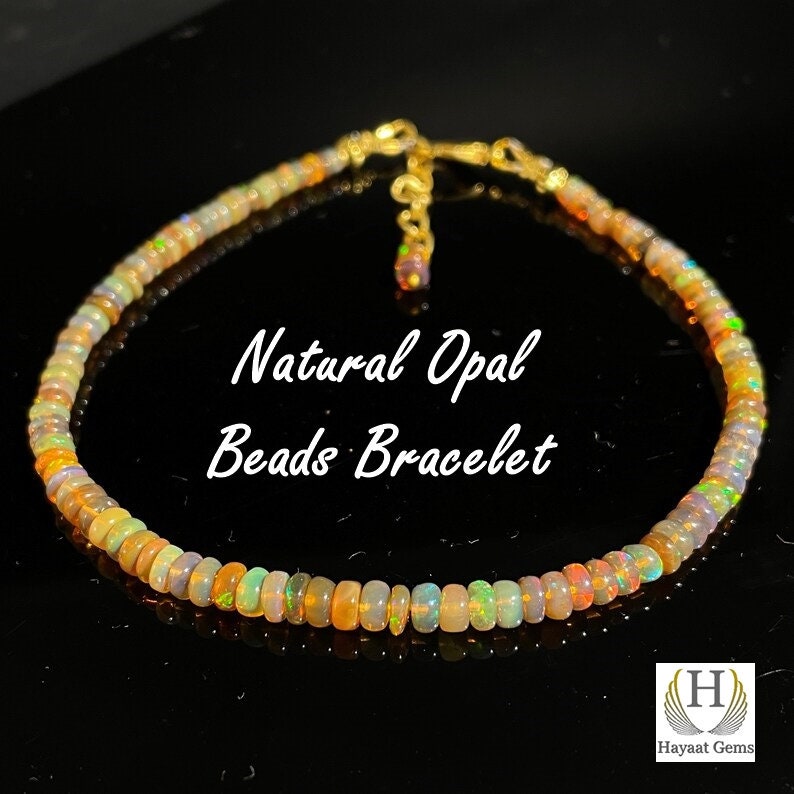 Rainbow Fire Ethiopian Opal Bracelet, Sterling Silver Beaded Jewelry