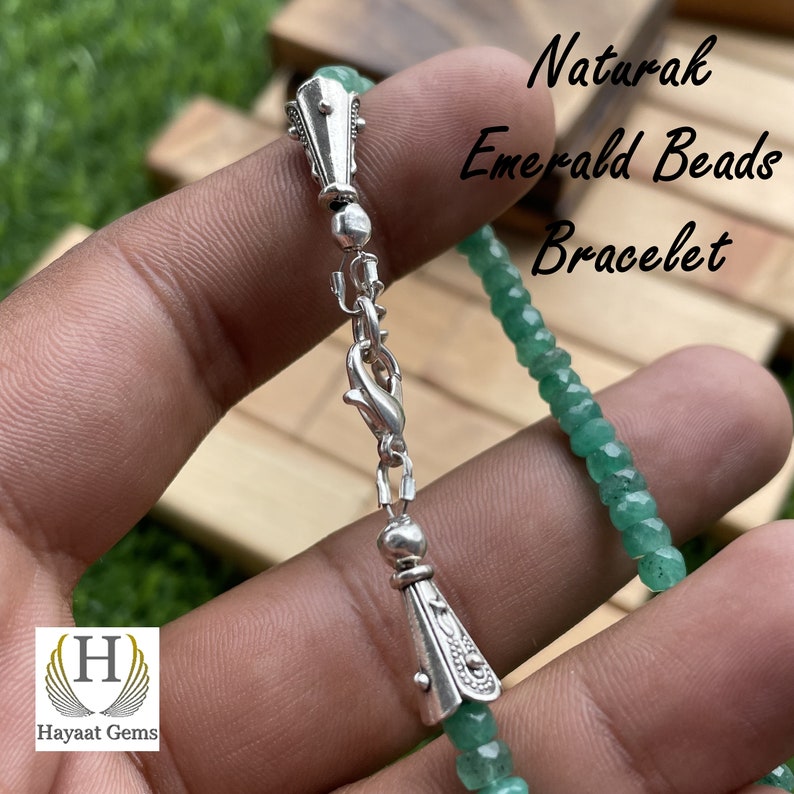 Handmade AAA Zambian Emerald Beaded Bracelet: Faceted Gemstone Jewelry