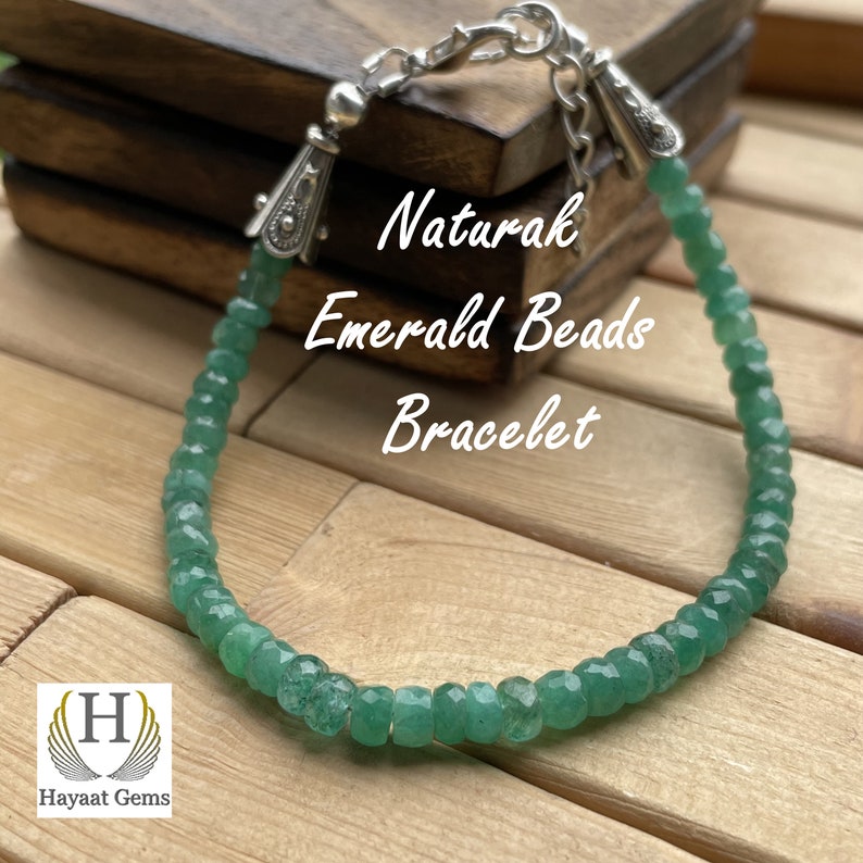 Handmade AAA Zambian Emerald Beaded Bracelet: Faceted Gemstone Jewelry