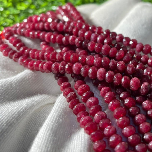 Ruby beads string for jewelry rondelle shape loose blood red loose gemstone