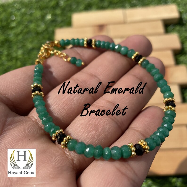 Emerald Green Gemstone Bracelet - Handmade with Zambian Emerald Beads