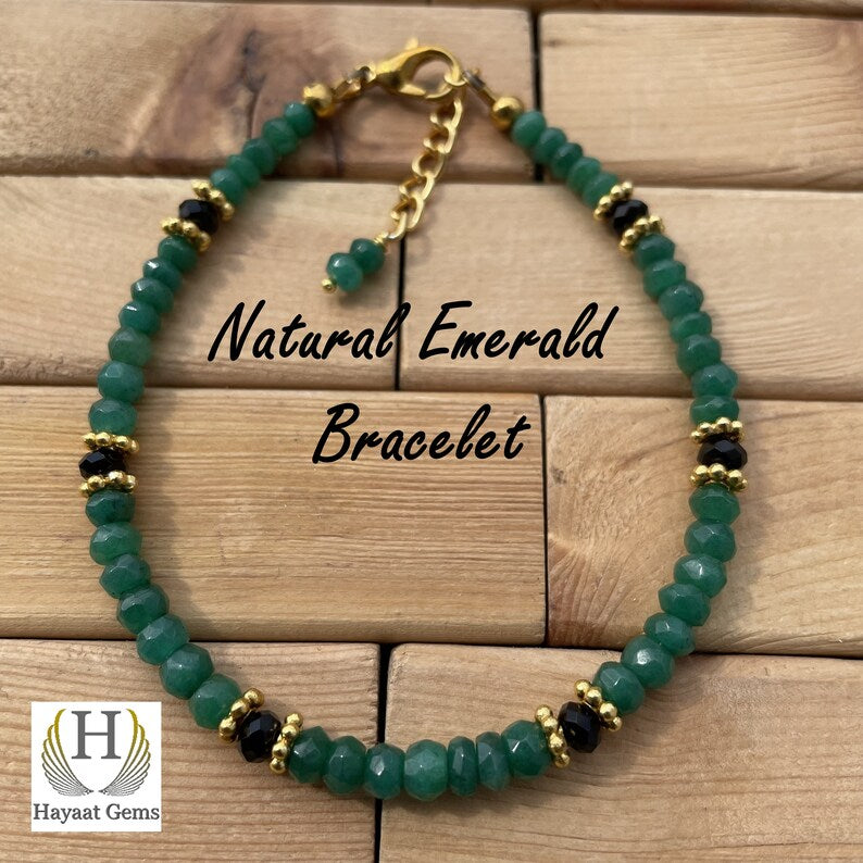 Emerald Green Gemstone Bracelet - Handmade with Zambian Emerald Beads