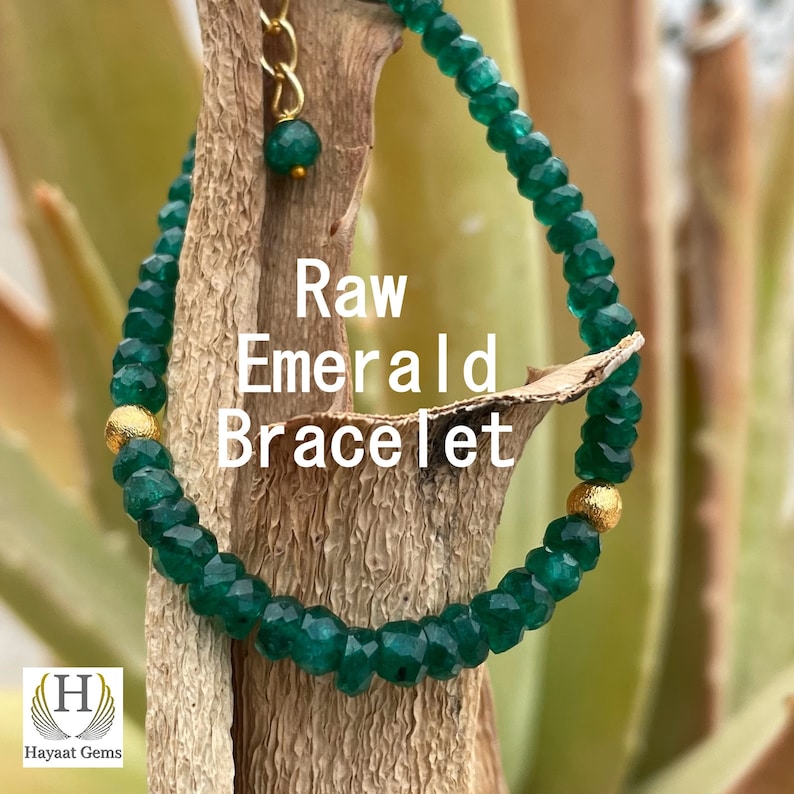 Faceted Zambian Emerald Beads Bracelet: AAA Quality Gemstone