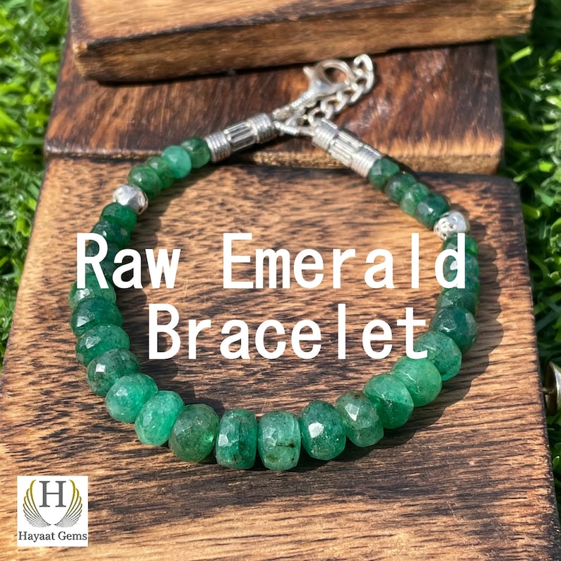 Faceted Emerald Beads Bracelet: Zambian Gemstone Jewelry, Handmade AAA Quality