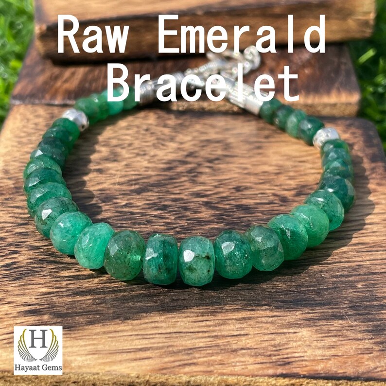 Faceted Emerald Beads Bracelet: Zambian Gemstone Jewelry, Handmade AAA Quality