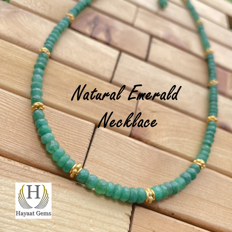 Handmade Zambian Emerald Beaded Necklace: Micro Faceted Gemstone