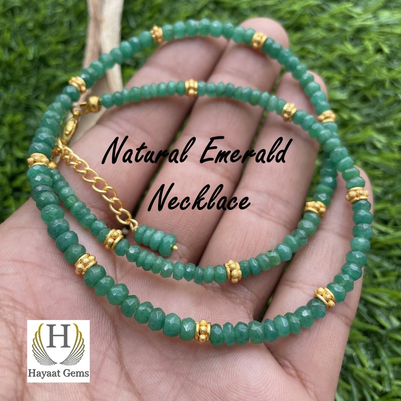 Handmade Zambian Emerald Beaded Necklace: Micro Faceted Gemstone