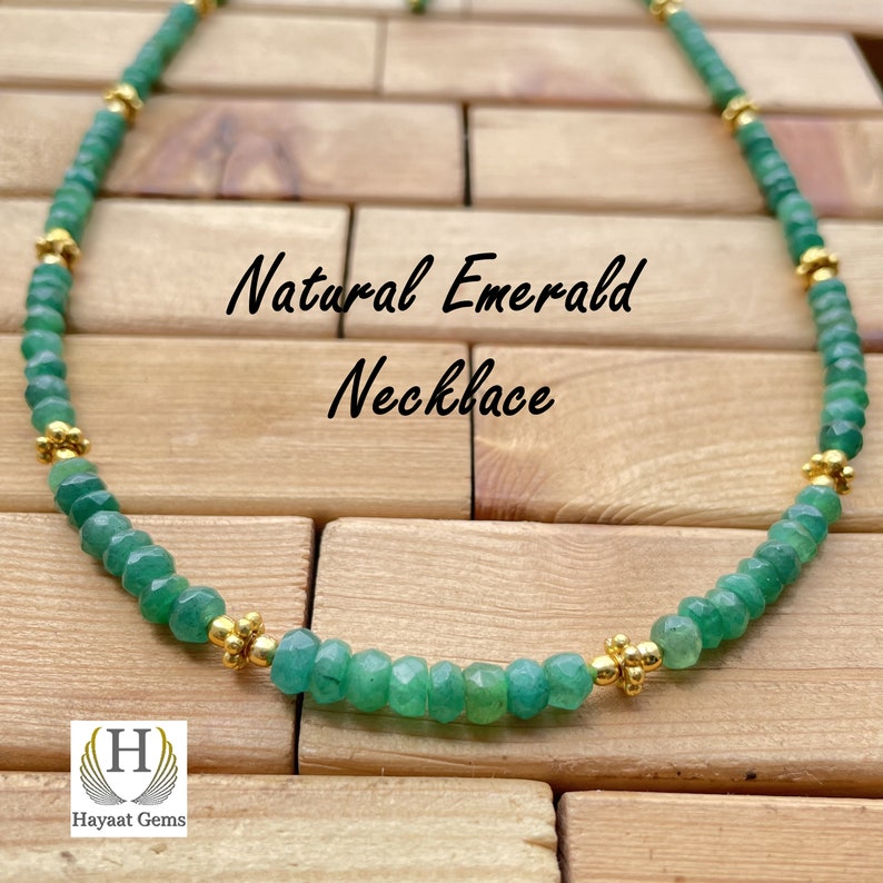 Natural Emerald Beaded Necklace: Faceted Gemstone Jewelry