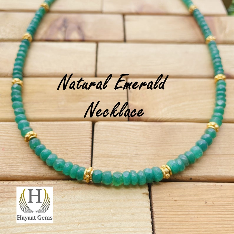 Handmade Zambian Emerald Beaded Necklace: Micro Faceted Gemstone