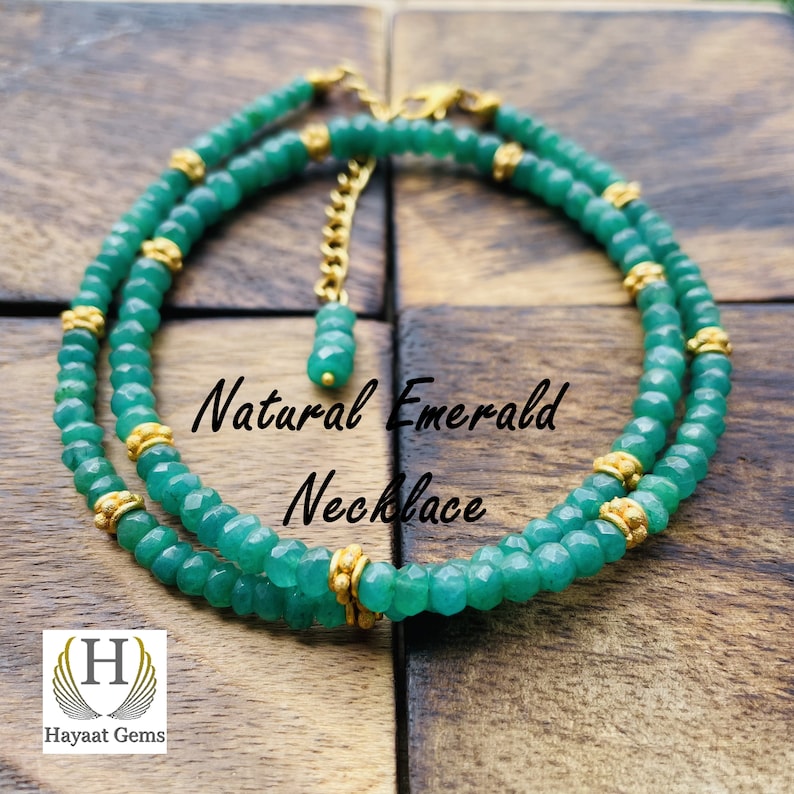 Handmade Zambian Emerald Beaded Necklace: Micro Faceted Gemstone
