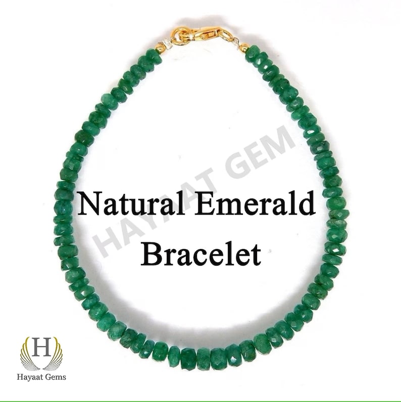 Faceted Zambian Emerald Beads Bracelet: Handmade Gemstone Jewelry
