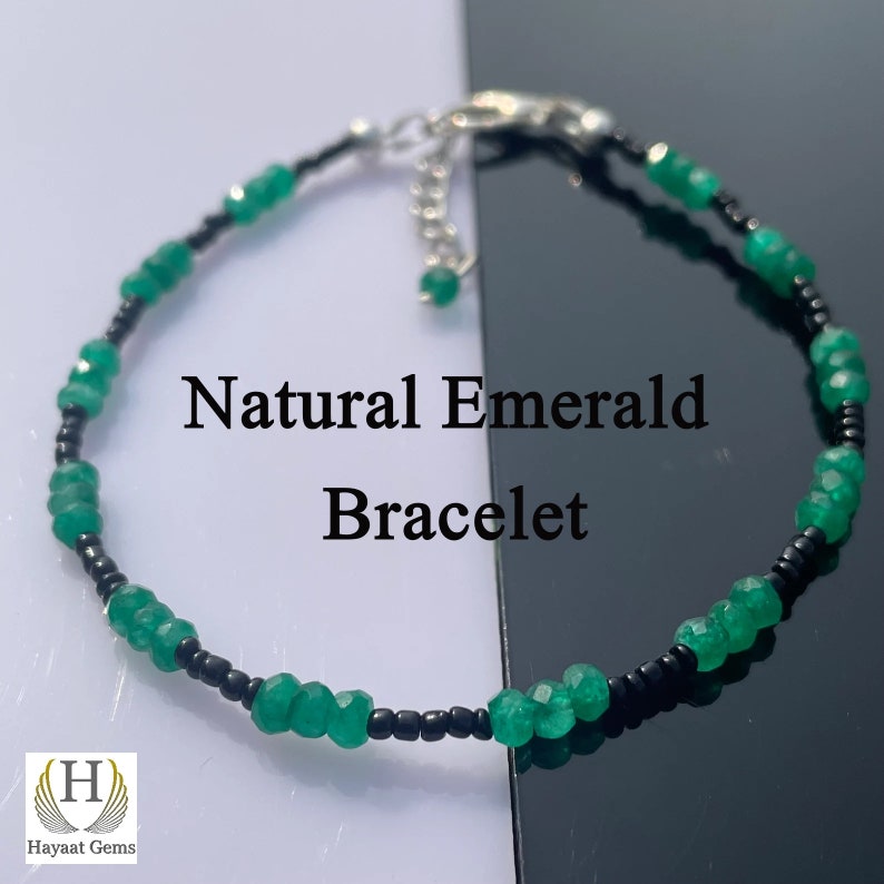 Faceted Emerald Beaded Bracelet: AAA Quality Gemstone Jewelry