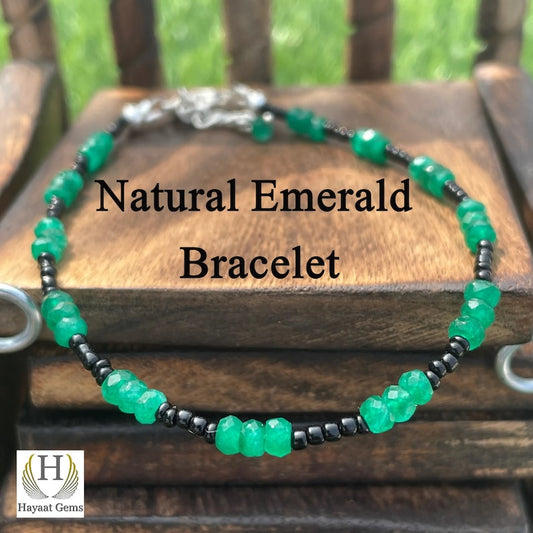 Faceted Emerald Beaded Bracelet: AAA Quality Gemstone Jewelry