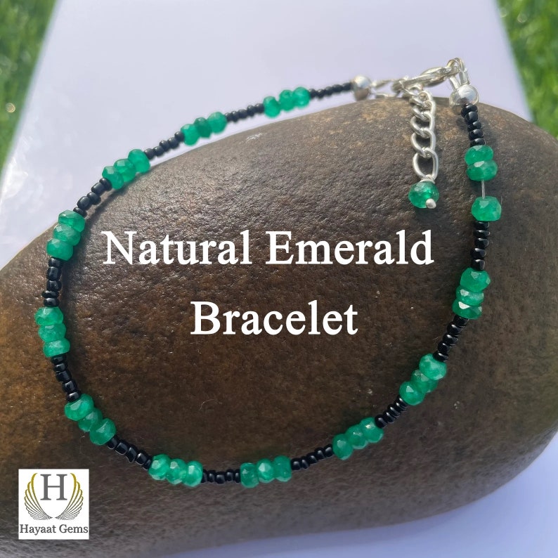 Faceted Emerald Beaded Bracelet: AAA Quality Gemstone Jewelry