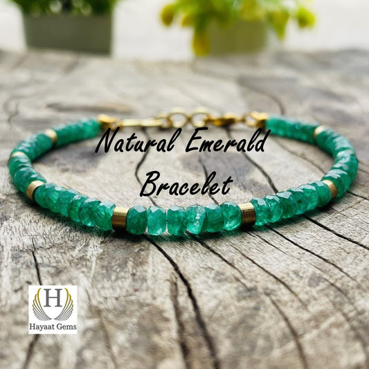 AAA Zambian Emerald Beaded Bracelet: Faceted Gemstone Jewelry