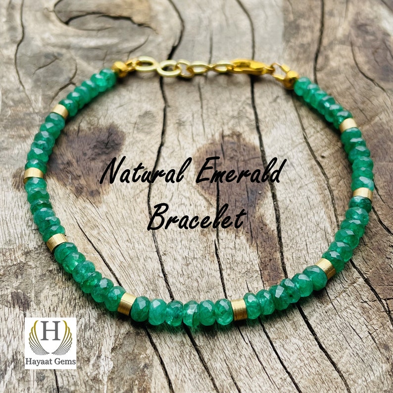 AAA Zambian Emerald Beaded Bracelet: Faceted Gemstone Jewelry