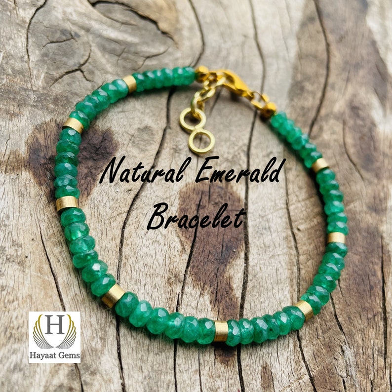 AAA Zambian Emerald Beaded Bracelet: Faceted Gemstone Jewelry