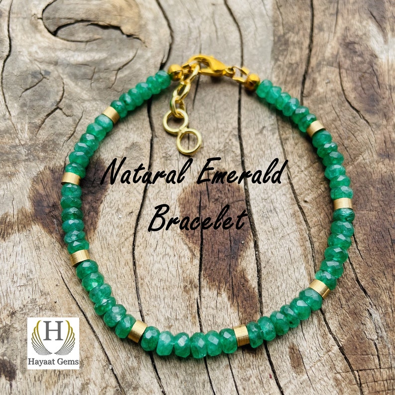 AAA Zambian Emerald Beaded Bracelet: Faceted Gemstone Jewelry