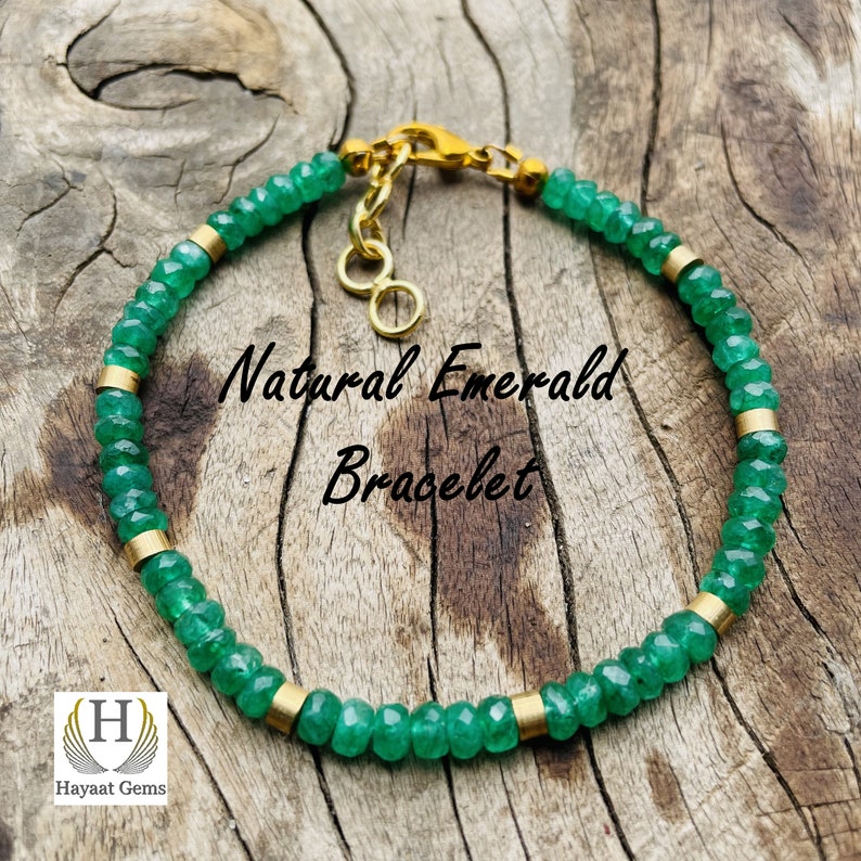 AAA Zambian Emerald Beaded Bracelet: Faceted Gemstone Jewelry