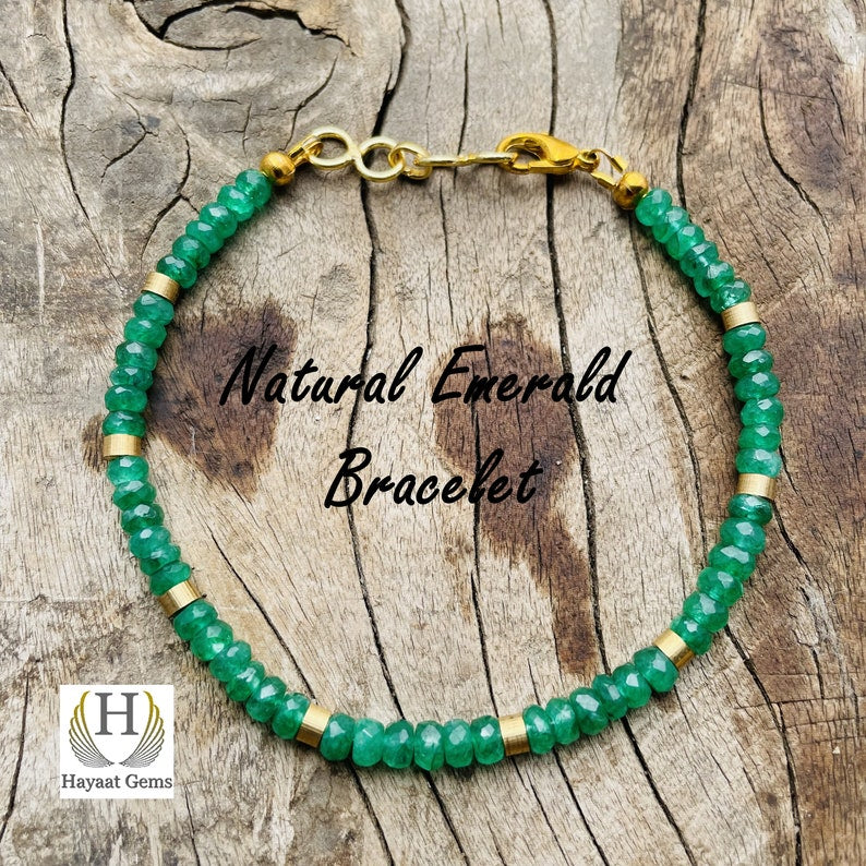 AAA Zambian Emerald Beaded Bracelet: Faceted Gemstone Jewelry