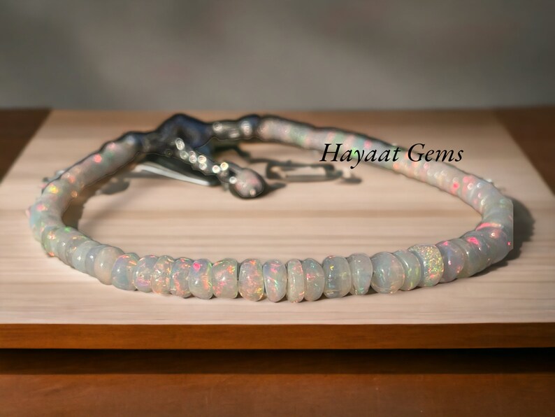 Ethiopian White Opal Bracelet, Handmade Dainty Gold Filled Bead Bracelet