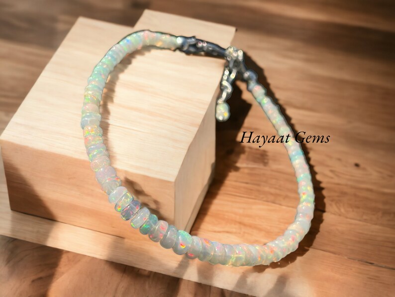 Ethiopian White Opal Bracelet, Handmade Dainty Gold Filled Bead Bracelet