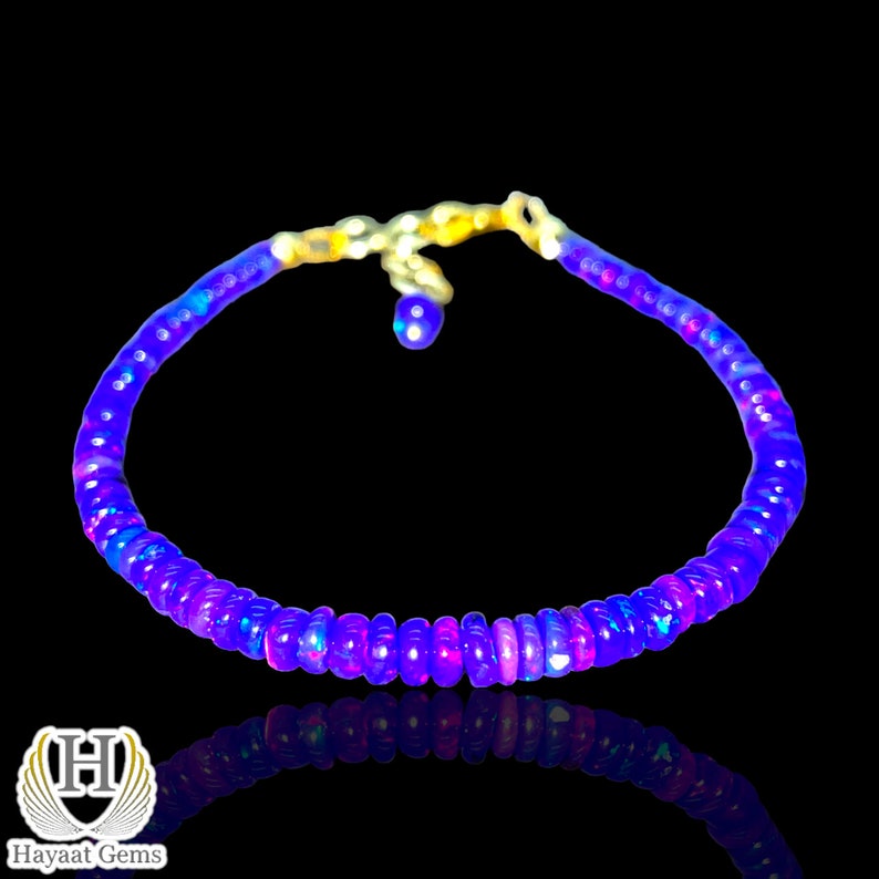Blue Opal Beaded Charm Bracelet: Sterling Silver, 18k Gold Filled