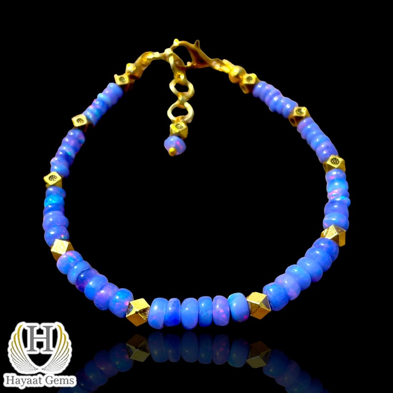 Ethiopian Opal Bracelet: Purple Opal, 18k Gold Filled Sterling