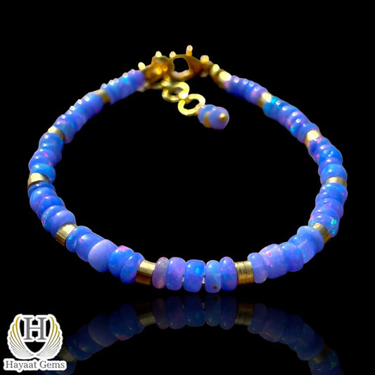 Light Violet Ethiopian Opal Bracelet, 925 Sterling Silver, Handmade Jewelry