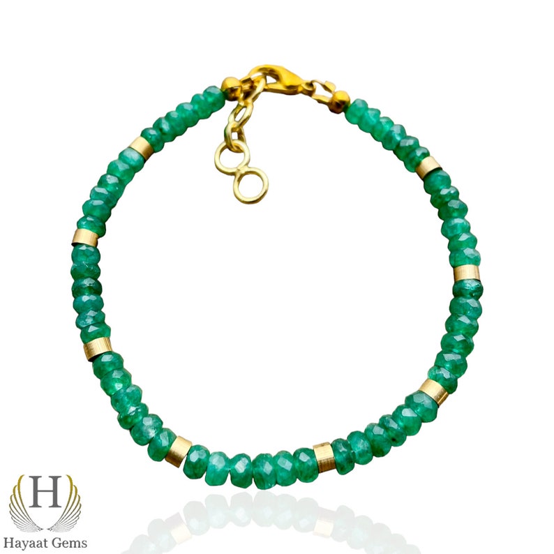 AAA Zambian Emerald Beaded Bracelet: Faceted Gemstone Jewelry