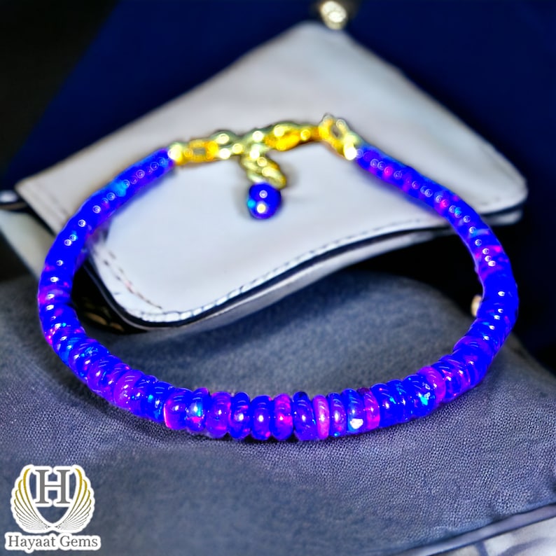 Blue Opal Beaded Charm Bracelet: Sterling Silver, 18k Gold Filled