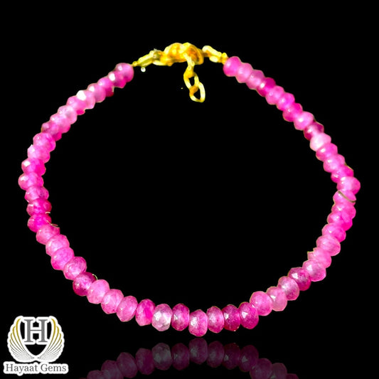 Faceted Ruby Beaded Bracelet: AAA+ Quality, Adjustable Length