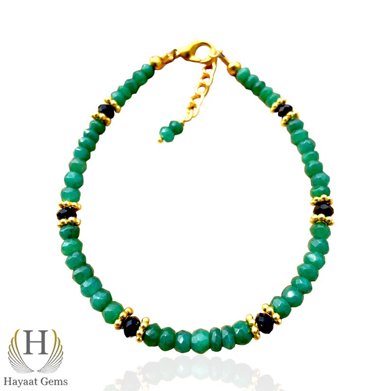 Emerald Green Gemstone Bracelet - Handmade with Zambian Emerald Beads