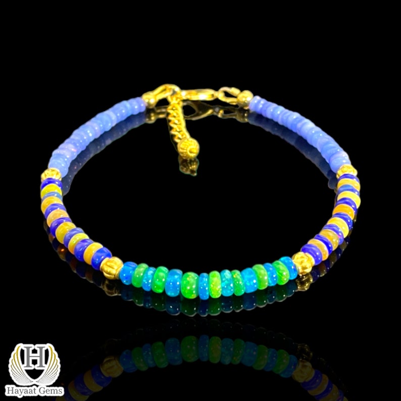 Ethiopian Opal Bracelet: AAA Grade Sterling Silver Multi-Fire Opal