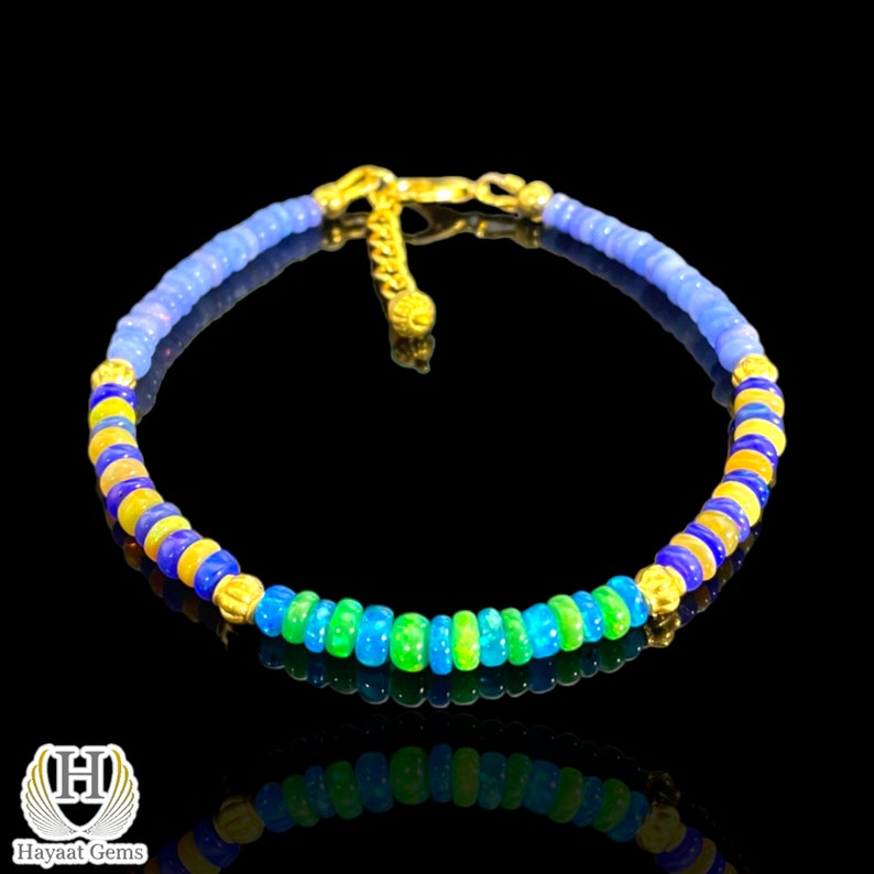 Ethiopian Opal Bracelet: AAA Grade Sterling Silver Multi-Fire Opal