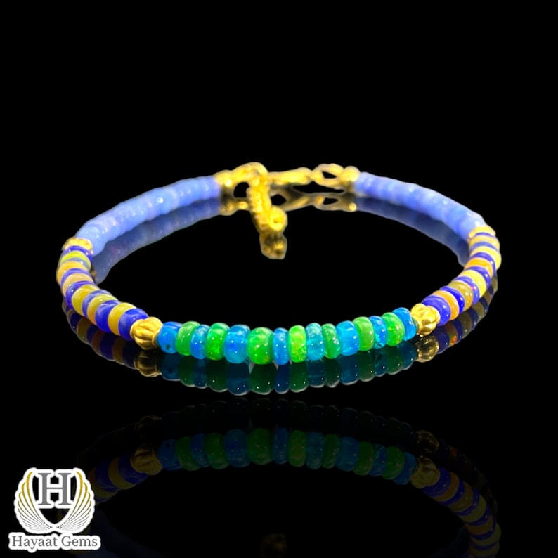 Ethiopian Opal Bracelet: AAA Grade Sterling Silver Multi-Fire Opal