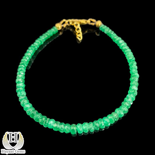Genuine Emerald Bead Bracelet: Sterling Silver May Birthstone Jewelry