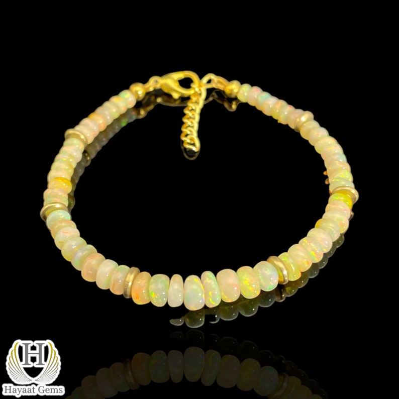 Ethiopian Opal Bracelet: 18k Gold Filled Sterling Silver Beaded Jewelry