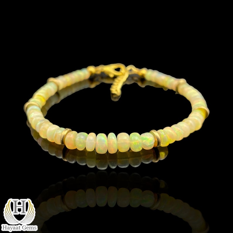 Ethiopian Opal Bracelet: 18k Gold Filled Sterling Silver Beaded Jewelry
