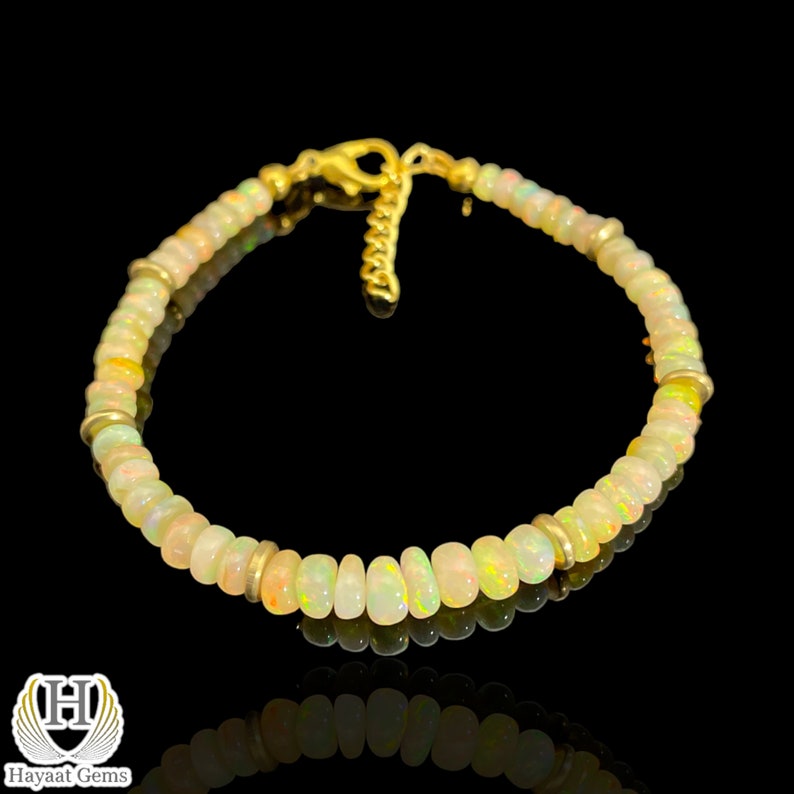 Ethiopian Opal Bracelet: 18k Gold Filled Sterling Silver Beaded Jewelry