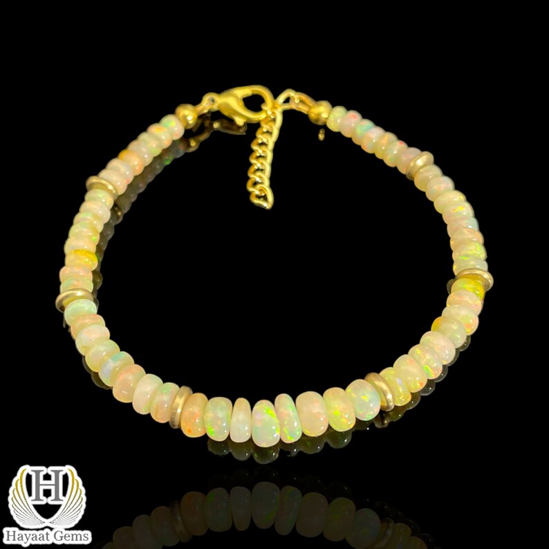 Ethiopian Opal Bracelet: 18k Gold Filled Sterling Silver Beaded Jewelry