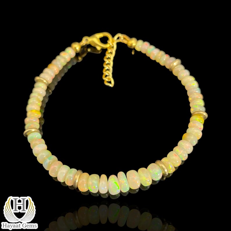 Ethiopian Opal Bracelet: 18k Gold Filled Sterling Silver Beaded Jewelry