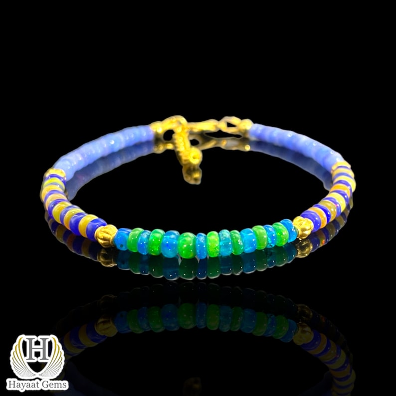 Ethiopian Opal Bracelet: AAA Grade Sterling Silver Multi-Fire Opal