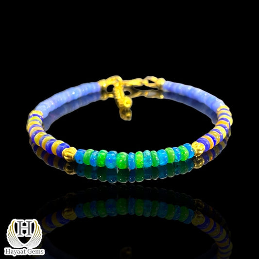 Ethiopian Opal Bracelet: AAA Grade Sterling Silver Multi-Fire Opal