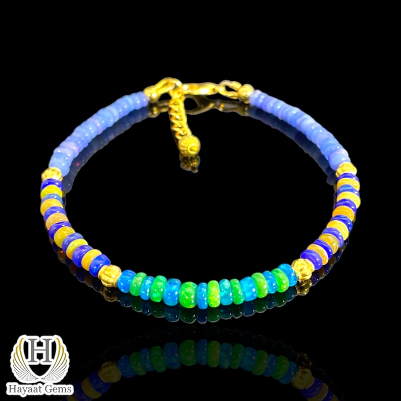Ethiopian Opal Bracelet: AAA Grade Sterling Silver Multi-Fire Opal