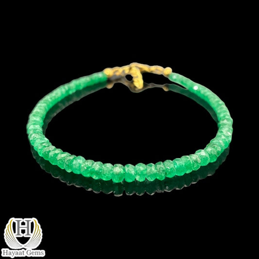 Faceted Zambian Emerald Bracelet: May Birthstone, Silver & Gold