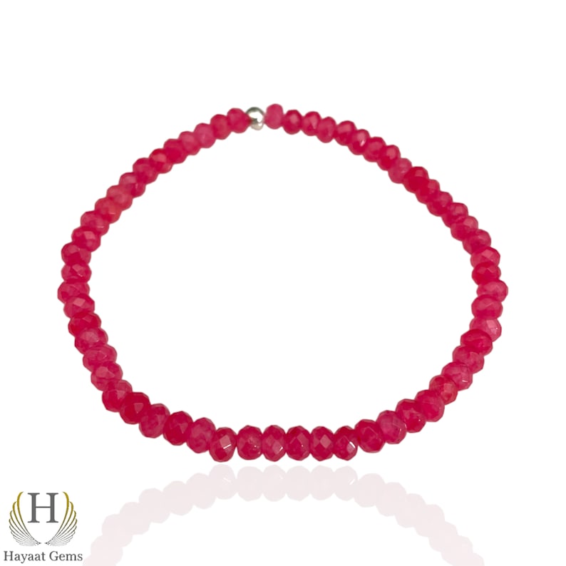 Mozambique Ruby Bracelet: Pink Faceted Gemstone Beads (4mm)