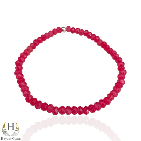 Mozambique Ruby Bracelet: Pink Faceted Gemstone Beads (4mm)