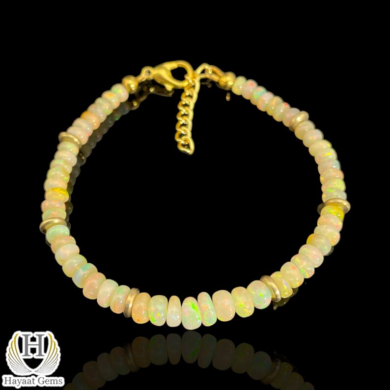 Ethiopian Opal Bracelet: 18k Gold Filled Sterling Silver Beaded Jewelry